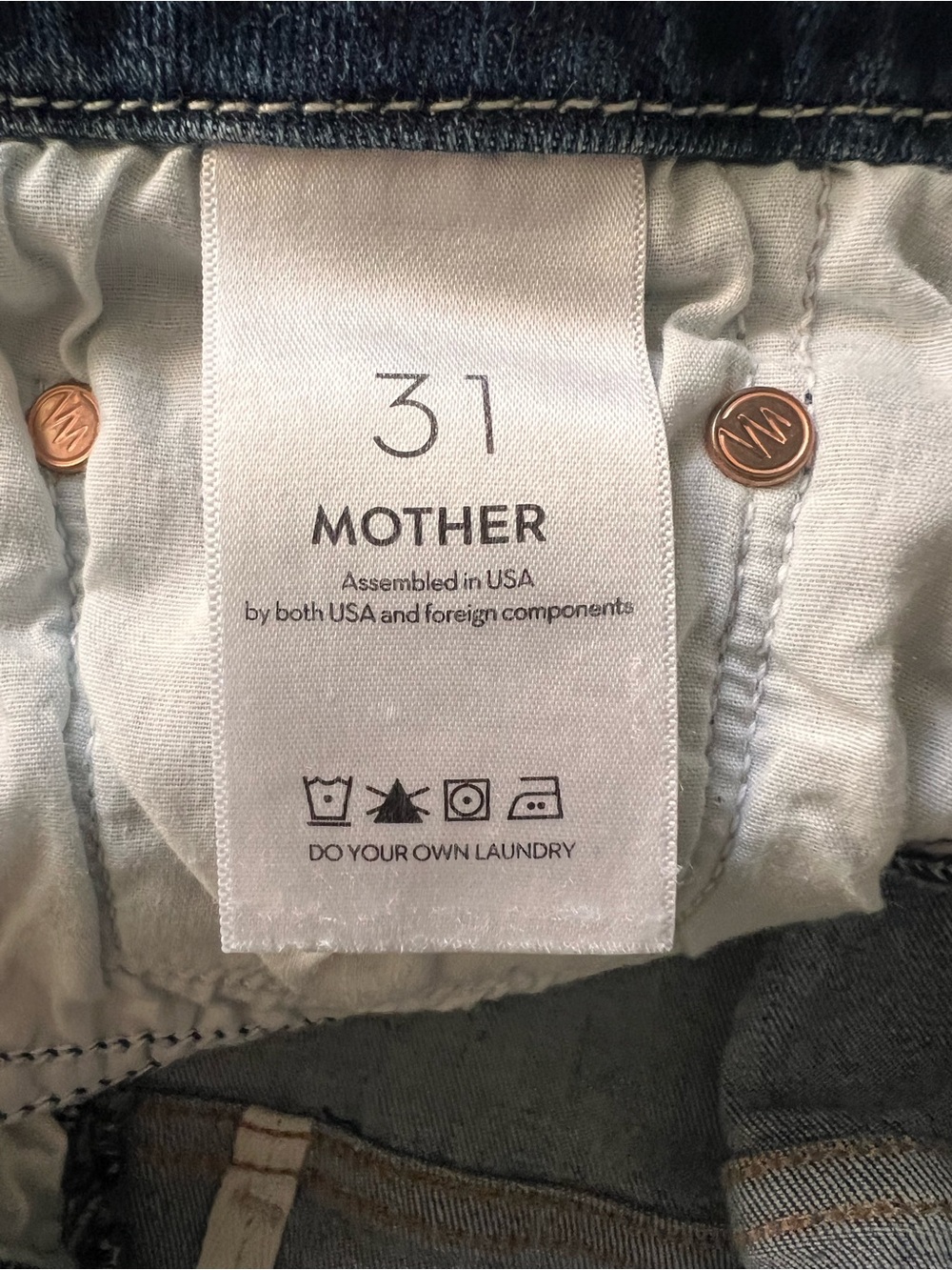 MOTHER High Waisted Looker Jeans Teaming Up Dark Wash Stretch Denim - Size 31 - Picture 7 of 8